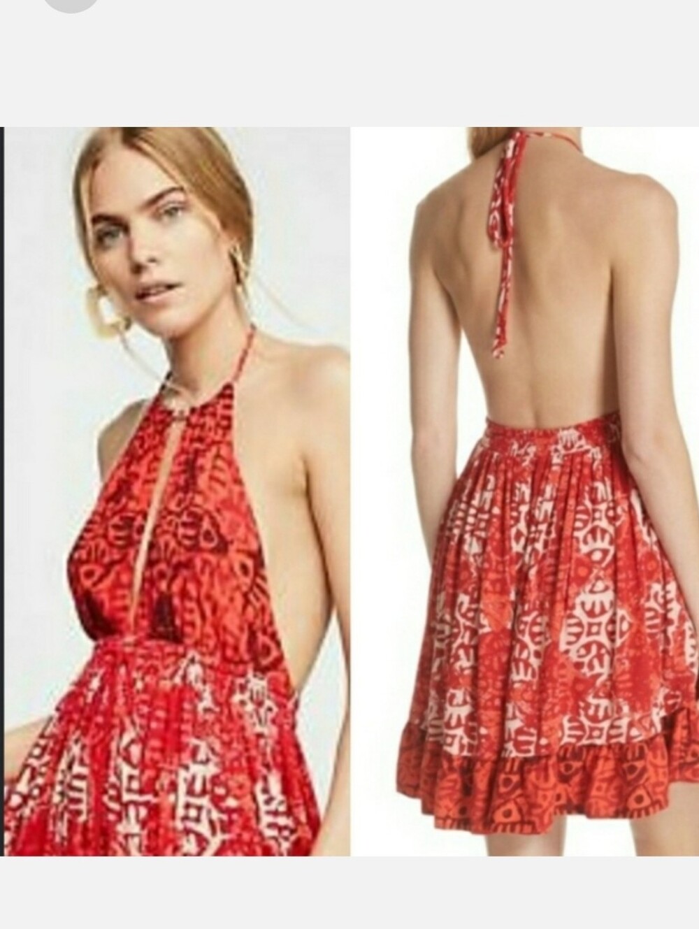 Free People Beach Day Mini Dress in Red Size Small